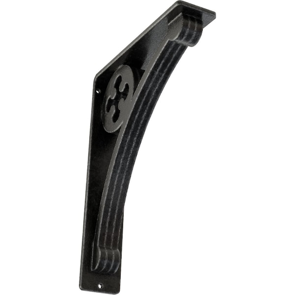 Ekena Millwork Crawley Wrought Iron Bracket, (Triple center brace), Antiqued Pewter 2"W x 7 1/2"D x 10"H BKTM02X07X10TCRAPW - main